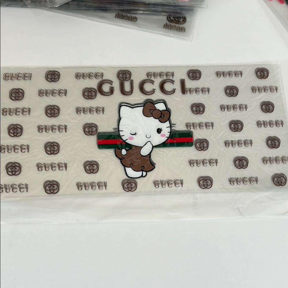 Hello Kitty Brown and White Scarf , DTF DECALS FOR CUPS